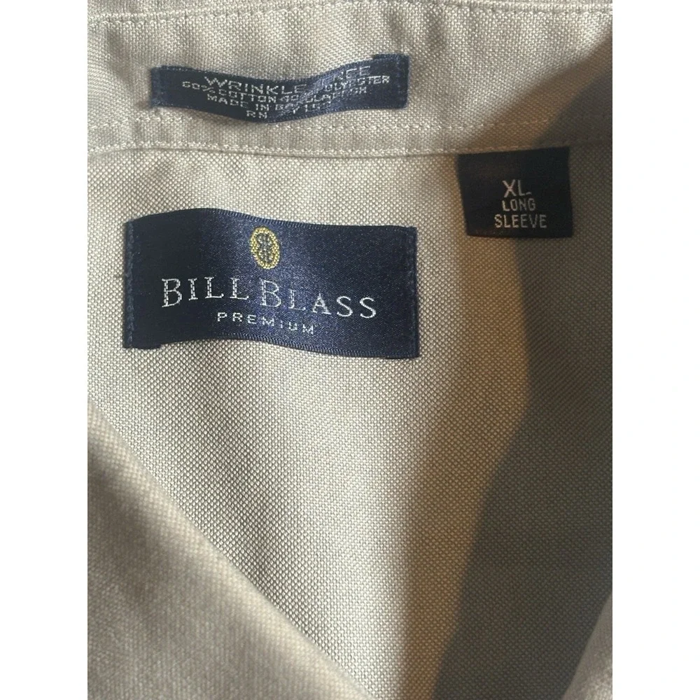 Bill Blass Premium Mens XL Tan Button Down Wrinkle Free Long Sleeve - Picture 7 of 9